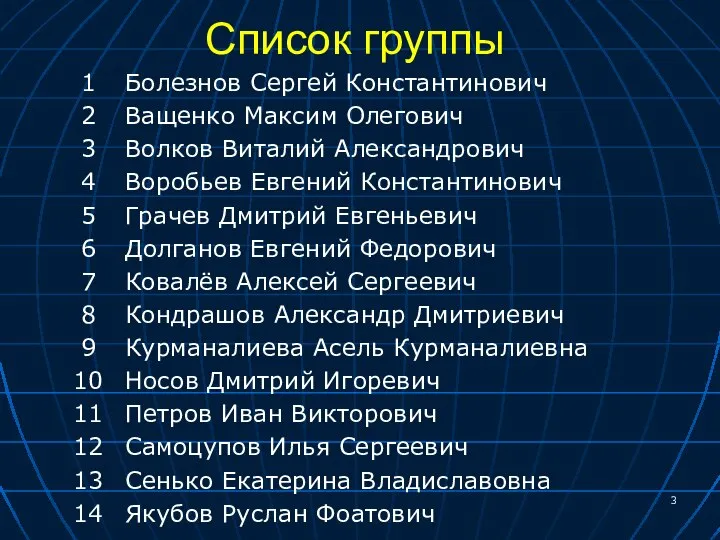 Список группы