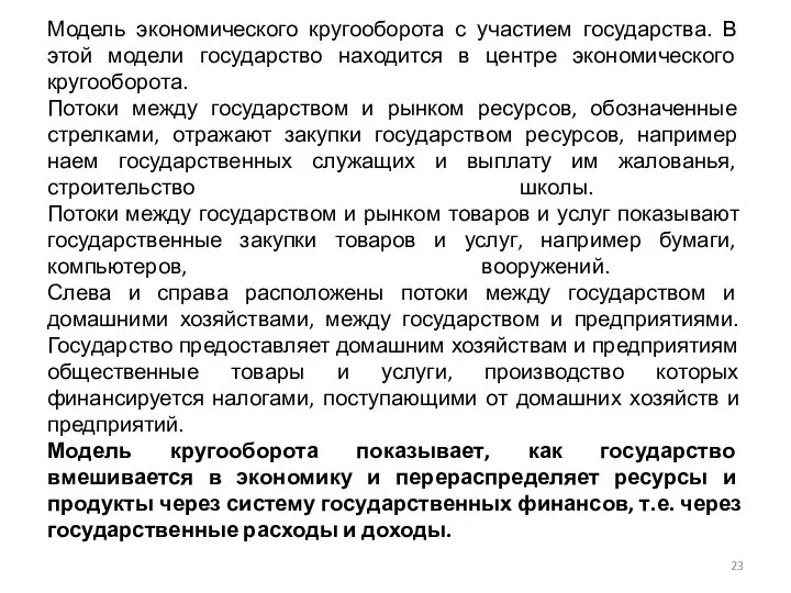 Модель экономического кругооборота с участием государства. В этой модели государство находится