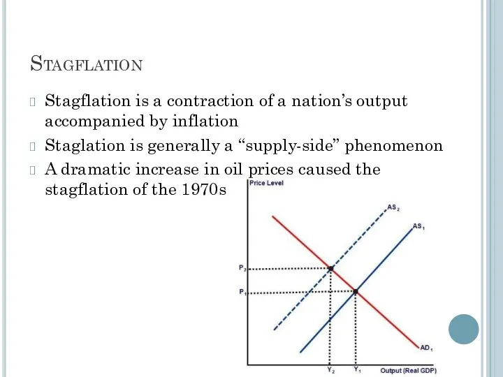 Stagflation Stagflation is a contraction of a nation’s output accompanied by