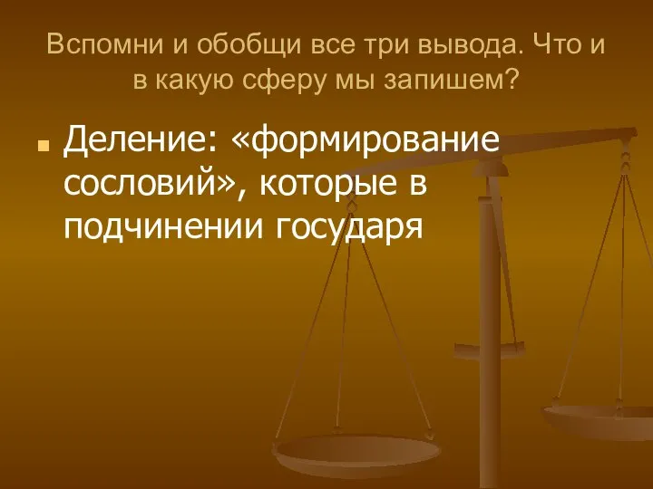 Вспомни и обобщи все три вывода. Что и в какую сферу