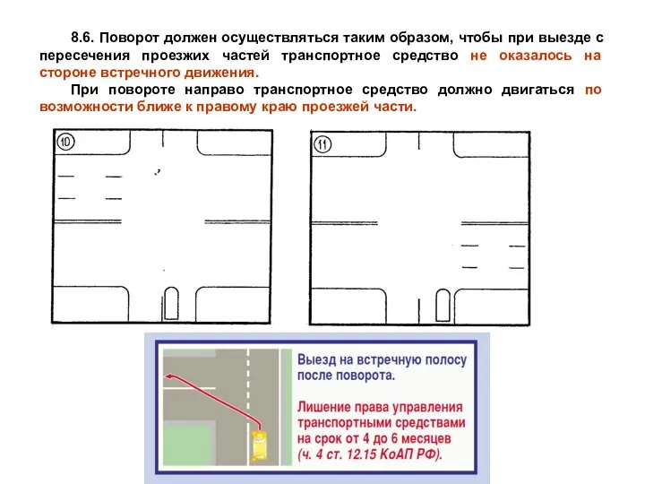 8.6. Поворот должен осуществляться таким образом, чтобы при выезде с пересечения