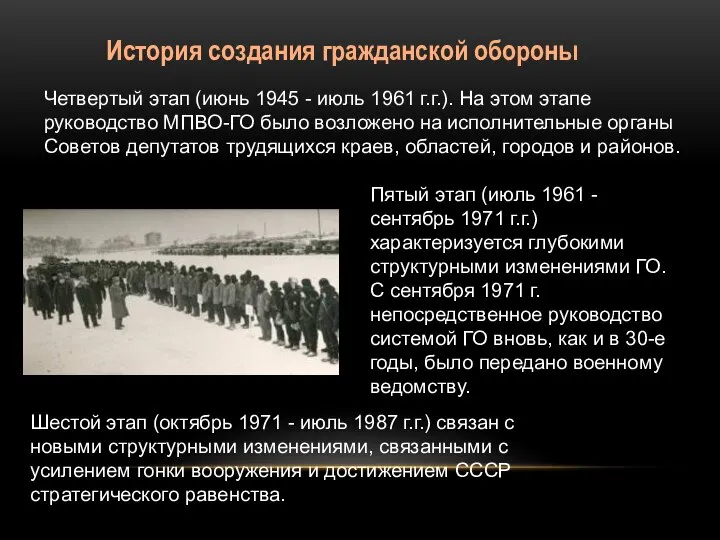 История создания гражданской обороны Четвертый этап (июнь 1945 - июль 1961