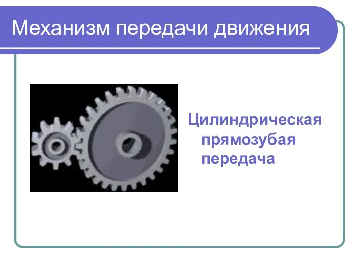 Механизм передачи движения Цилиндрическая прямозубая передача