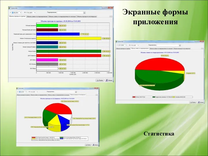 Статистика Экранные формы приложения