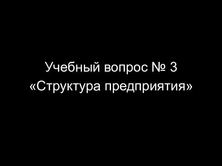 Учебный вопрос № 3 «Структура предприятия»