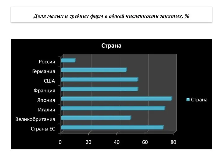 Доля малых и средних фирм в общей численности занятых, %