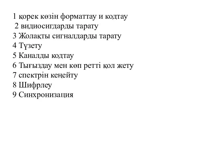 1 қорек көзін форматтау и кодтау 2 видиосигдарды тарату 3 Жолақты