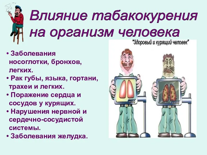 Заболевания носоглотки, бронхов, легких. Рак губы, языка, гортани, трахеи и легких.