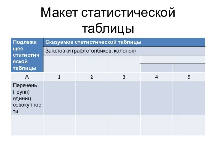 Макет статистической таблицы