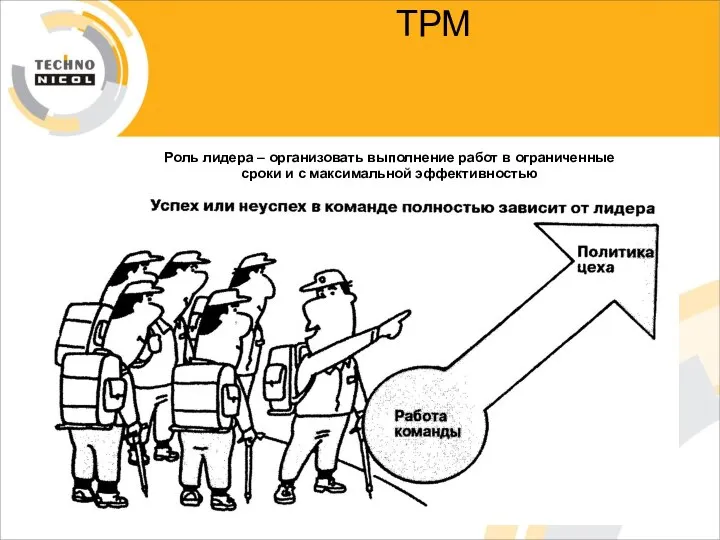 ТРМ Роль лидера – организовать выполнение работ в ограниченные сроки и с максимальной эффективностью