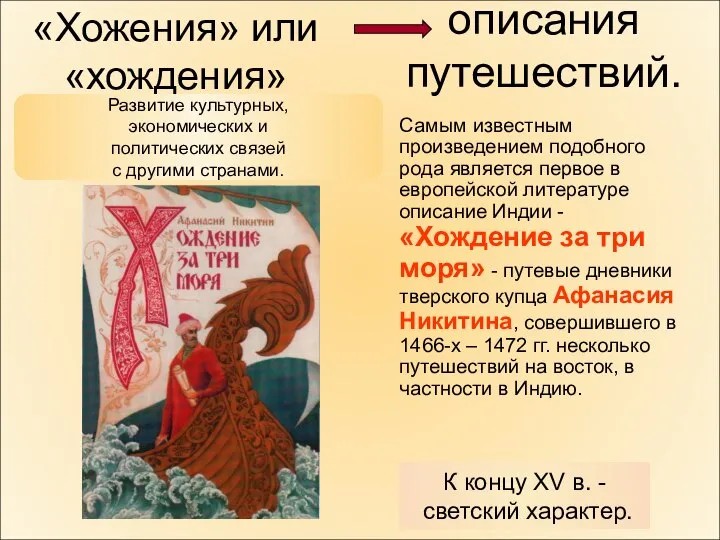 «Хожения» или «хождения» Самым известным произведением подобного рода является первое в