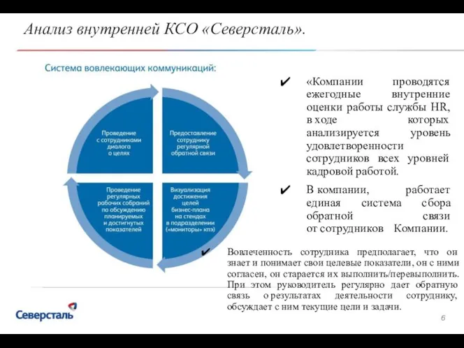 Анализ внутренней КСО «Северсталь». «Компании проводятся ежегодные внутренние оценки работы службы