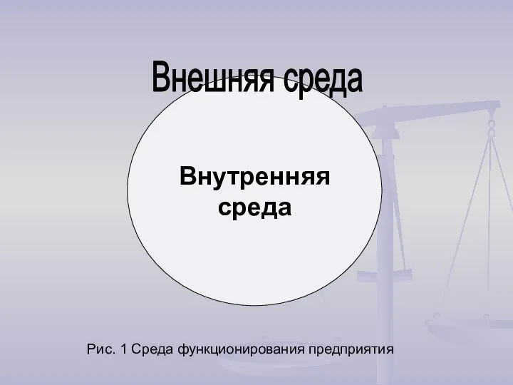 Внутренняя среда Внешняя среда Рис. 1 Среда функционирования предприятия