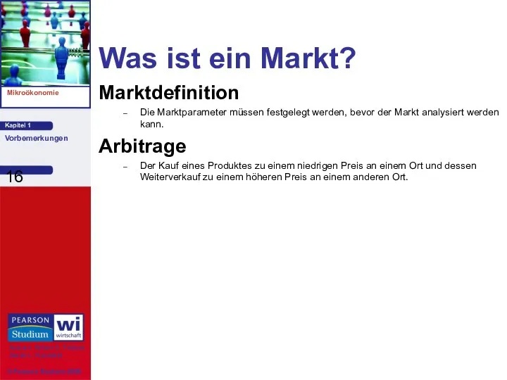 Was ist ein Markt? Marktdefinition Die Marktparameter müssen festgelegt werden, bevor