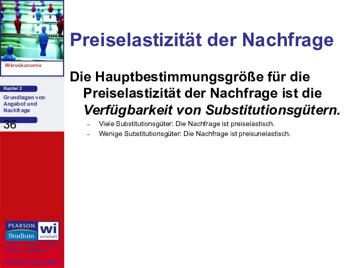 Die Hauptbestimmungsgröße für die Preiselastizität der Nachfrage ist die Verfügbarkeit von