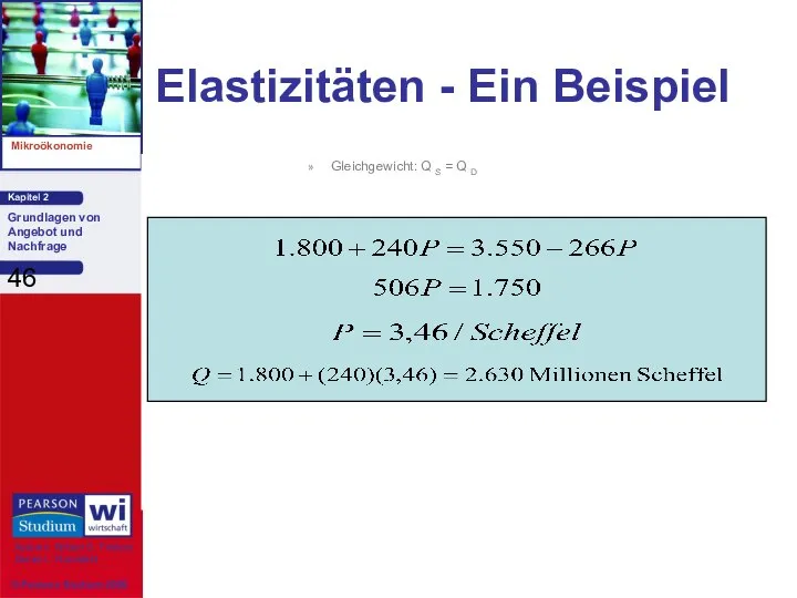 Gleichgewicht: Q S = Q D Elastizitäten - Ein Beispiel