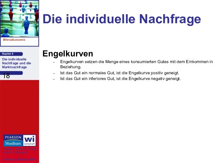 Die individuelle Nachfrage Engelkurven Engelkurven setzen die Menge eines konsumierten Gutes