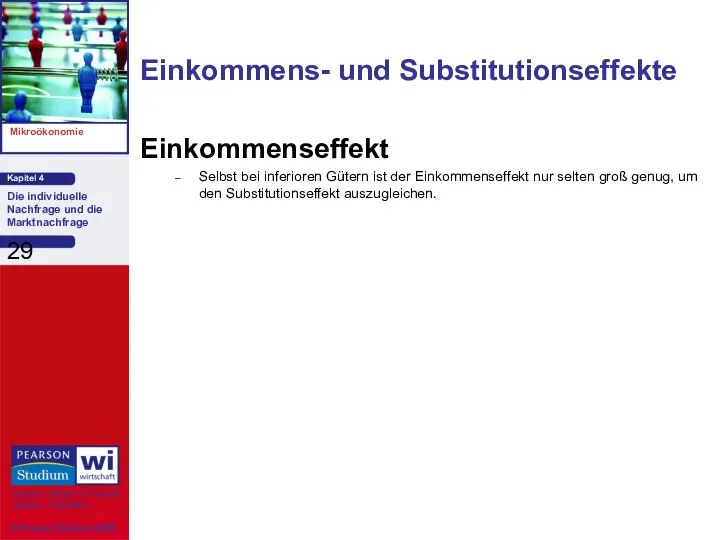 Einkommens- und Substitutionseffekte Einkommenseffekt Selbst bei inferioren Gütern ist der Einkommenseffekt