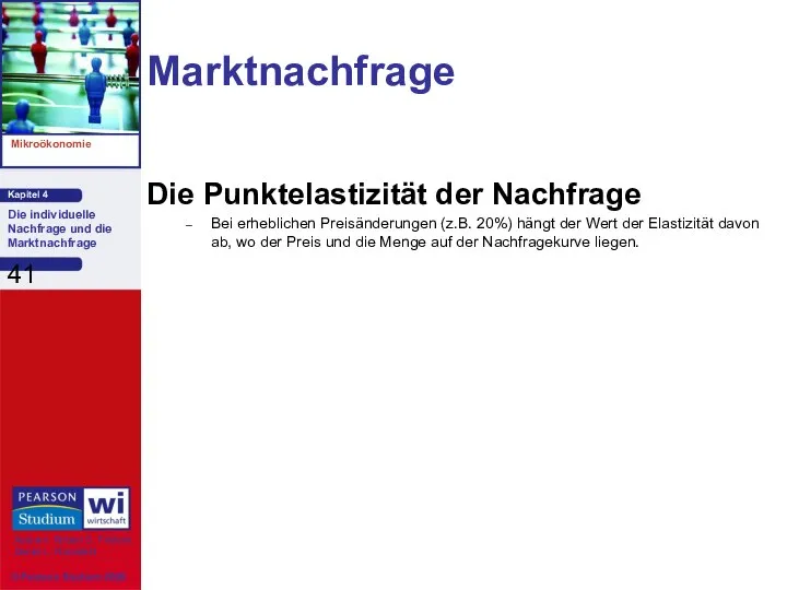 Marktnachfrage Die Punktelastizität der Nachfrage Bei erheblichen Preisänderungen (z.B. 20%) hängt