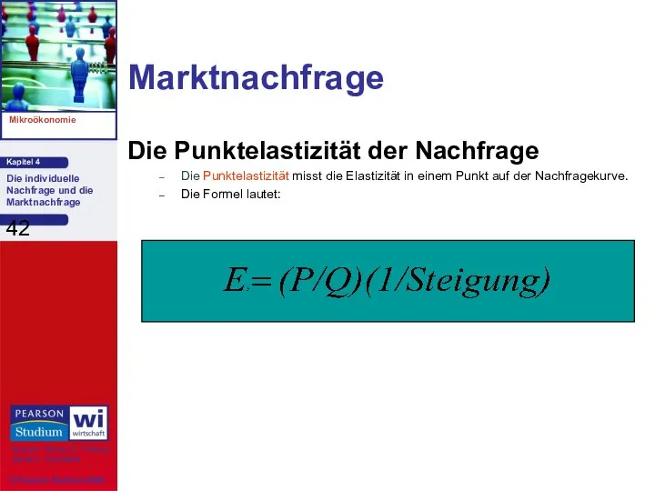 Marktnachfrage Die Punktelastizität der Nachfrage Die Punktelastizität misst die Elastizität in