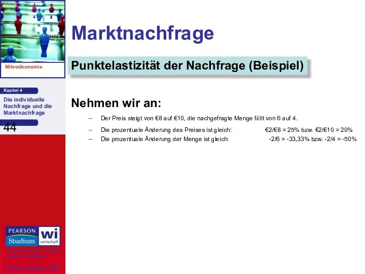 Marktnachfrage Nehmen wir an: Der Preis steigt von €8 auf €10,