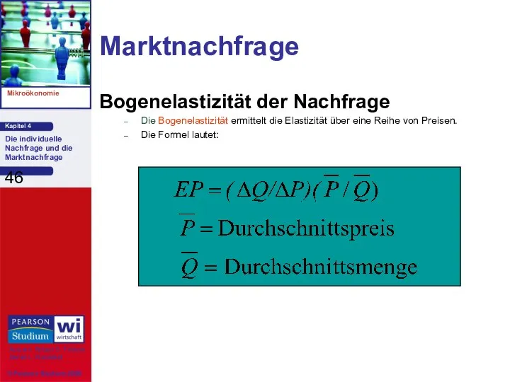 Marktnachfrage Bogenelastizität der Nachfrage Die Bogenelastizität ermittelt die Elastizität über eine