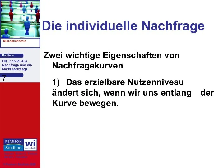 Die individuelle Nachfrage Zwei wichtige Eigenschaften von Nachfragekurven 1) Das erzielbare