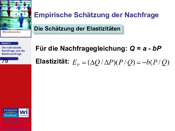 Für die Nachfragegleichung: Q = a - bP Elastizität: Empirische Schätzung