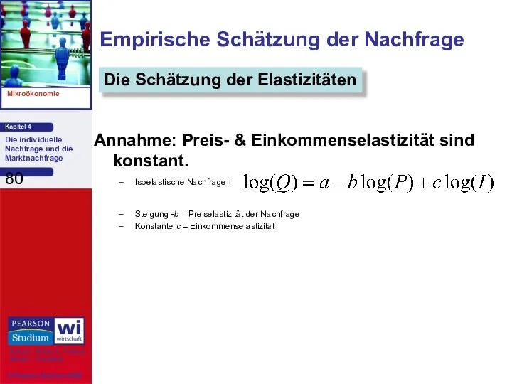 Empirische Schätzung der Nachfrage Annahme: Preis- & Einkommenselastizität sind konstant. Isoelastische