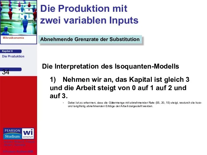 Die Interpretation des Isoquanten-Modells 1) Nehmen wir an, das Kapital ist