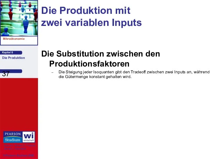 Die Substitution zwischen den Produktionsfaktoren Die Steigung jeder Isoquanten gibt den