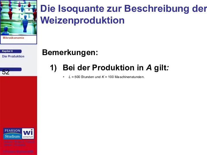 Bemerkungen: 1) Bei der Produktion in A gilt: L = 500