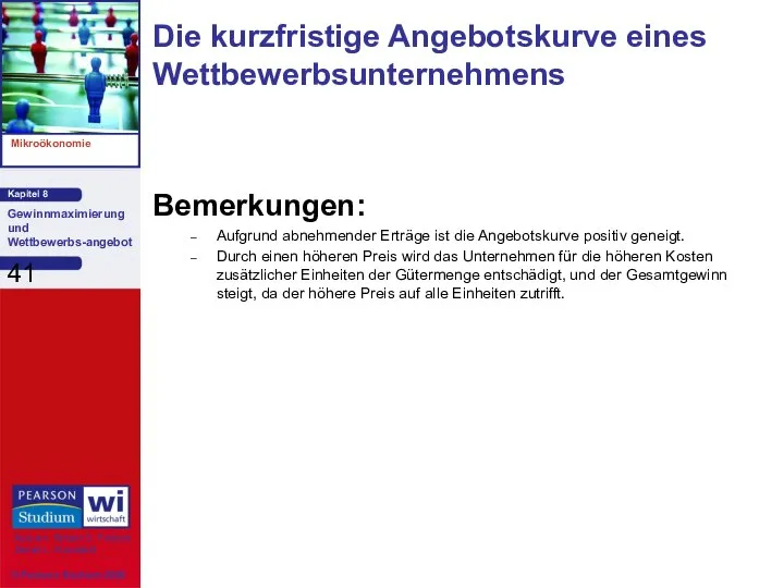 Bemerkungen: Aufgrund abnehmender Erträge ist die Angebotskurve positiv geneigt. Durch einen