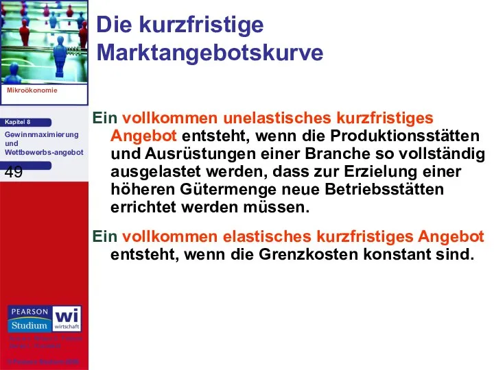 Ein vollkommen unelastisches kurzfristiges Angebot entsteht, wenn die Produktionsstätten und Ausrüstungen