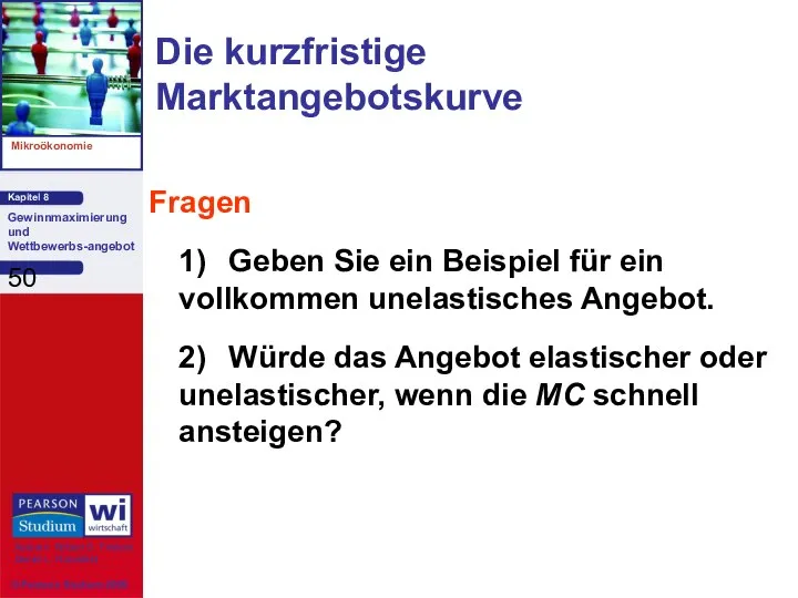 Fragen 1) Geben Sie ein Beispiel für ein vollkommen unelastisches Angebot.