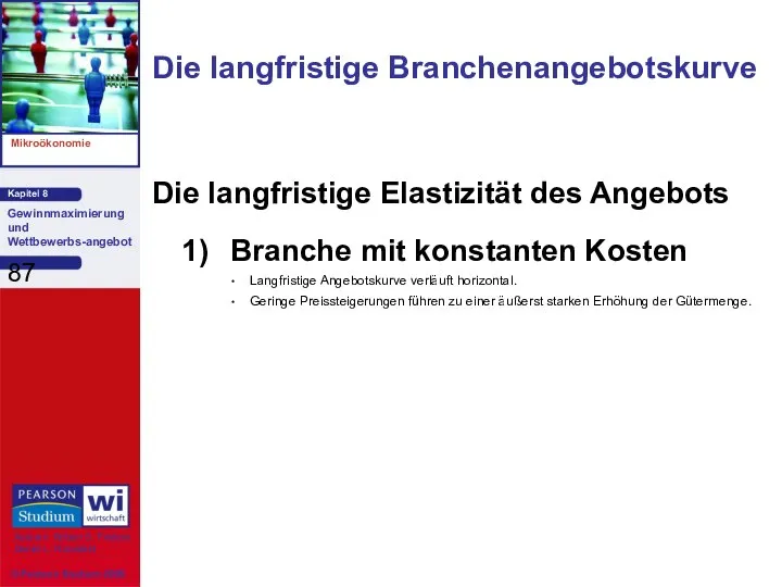 Die langfristige Elastizität des Angebots 1) Branche mit konstanten Kosten Langfristige