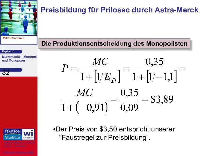 Preisbildung für Prilosec durch Astra-Merck Die Produktionsentscheidung des Monopolisten Der Preis