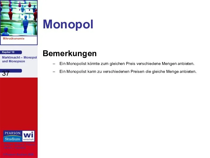 Monopol Bemerkungen Ein Monopolist könnte zum gleichen Preis verschiedene Mengen anbieten.