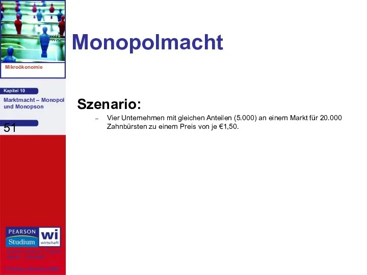 Monopolmacht Szenario: Vier Unternehmen mit gleichen Anteilen (5.000) an einem Markt