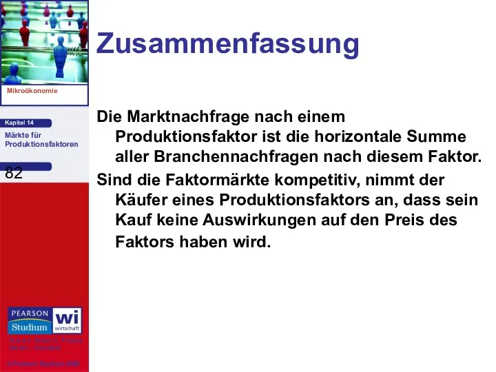 Zusammenfassung Die Marktnachfrage nach einem Produktionsfaktor ist die horizontale Summe aller