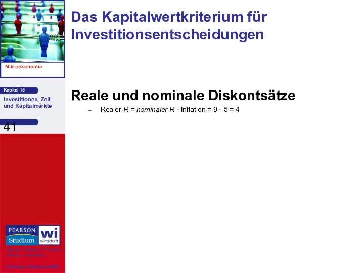 Reale und nominale Diskontsätze Realer R = nominaler R - Inflation