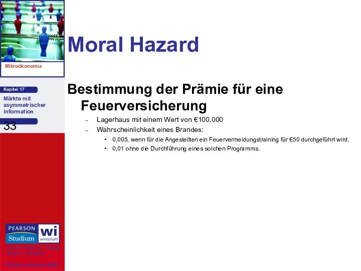 Moral Hazard Bestimmung der Prämie für eine Feuerversicherung Lagerhaus mit einem