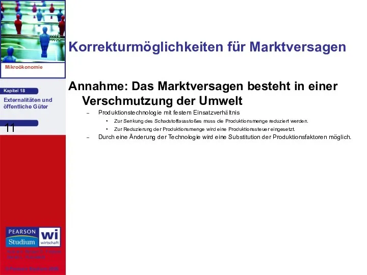 Korrekturmöglichkeiten für Marktversagen Annahme: Das Marktversagen besteht in einer Verschmutzung der