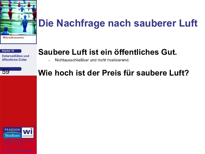 Die Nachfrage nach sauberer Luft Saubere Luft ist ein öffentliches Gut.