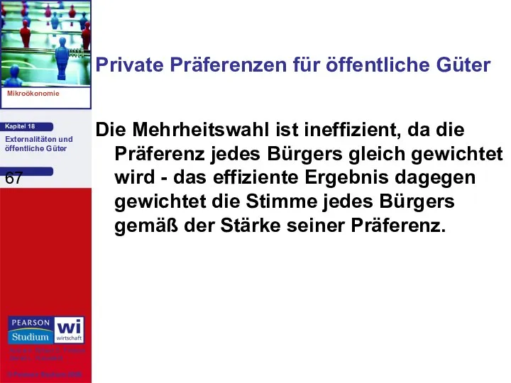 Die Mehrheitswahl ist ineffizient, da die Präferenz jedes Bürgers gleich gewichtet