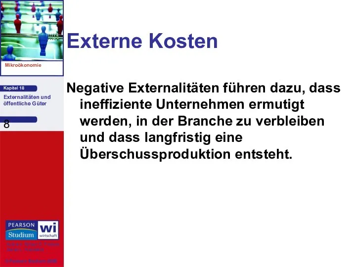 Externe Kosten Negative Externalitäten führen dazu, dass ineffiziente Unternehmen ermutigt werden,