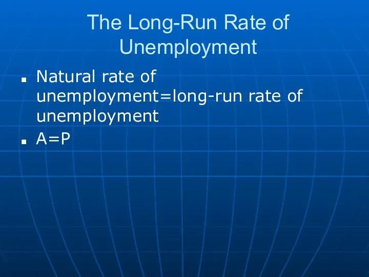 The Long-Run Rate of Unemployment Natural rate of unemployment=long-run rate of unemployment A=P