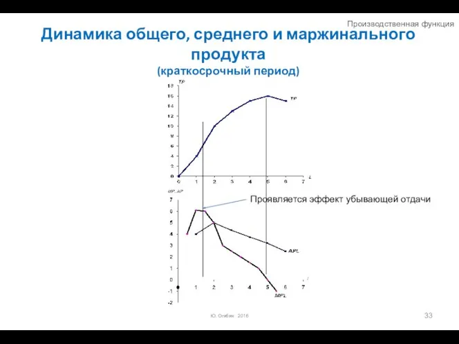 Динамика общего, среднего и маржинального продукта (краткосрочный период) Ю. Огибин 2016