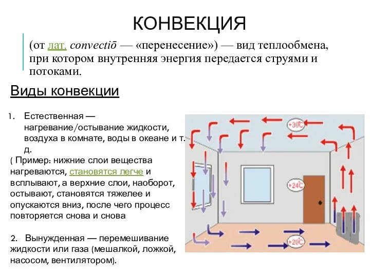 КОНВЕКЦИЯ (от лат. convectiō — «перенесение») — вид теплообмена, при котором