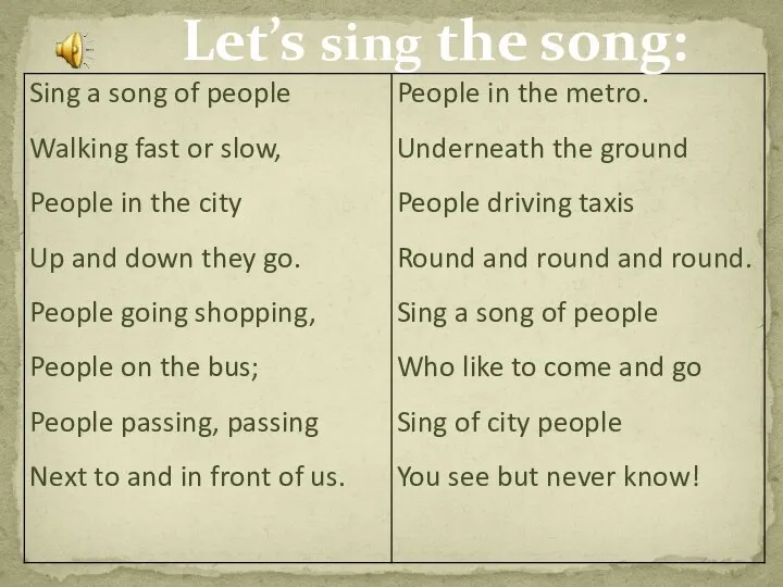 Let’s sing the song: